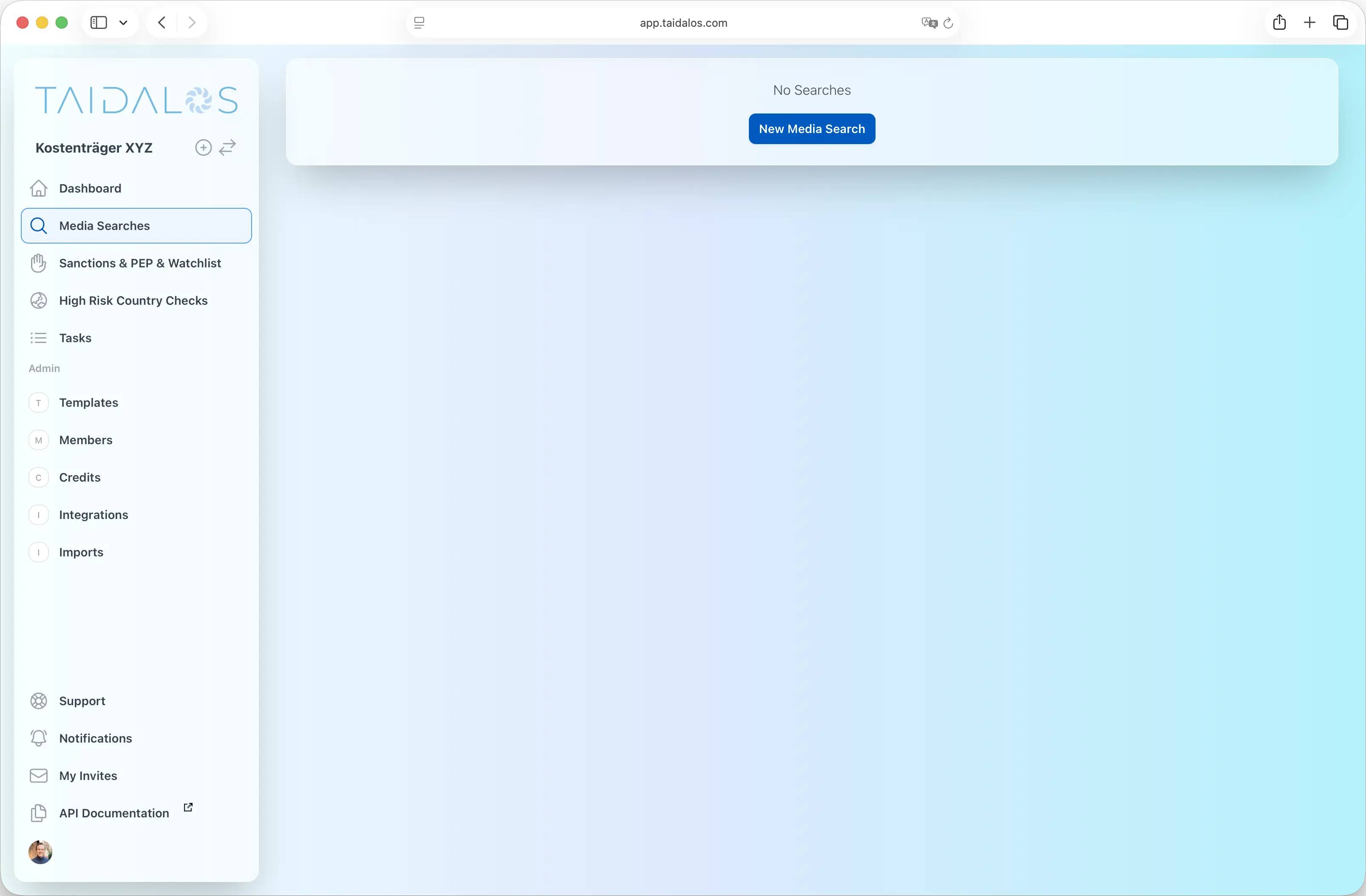 Screenshot of the new search button